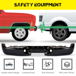 Rear Black Bumper Steel Face Bar For 2005-2015 Toyota Tacoma Fleetside Styleside