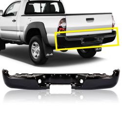 Rear Black Bumper Steel Face Bar For 2005-2015 Toyota Tacoma Fleetside Styleside