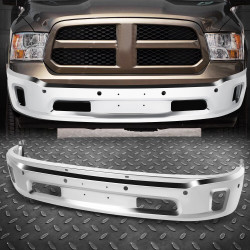 For 14-23 Ram 1500/Classic Chrome Front Bumper Face Bar w/Fog Light&Sensor Holes