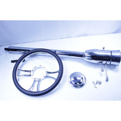 Chrome 32" Tilt Floor Shift Steering Column & Independent Wheel & Horn Button
