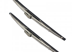 12" Universal Car Polished Stainless Steel Front Windshield Wiper Blades Pair