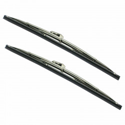 12" Universal Car Polished Stainless Steel Front Windshield Wiper Blades Pair